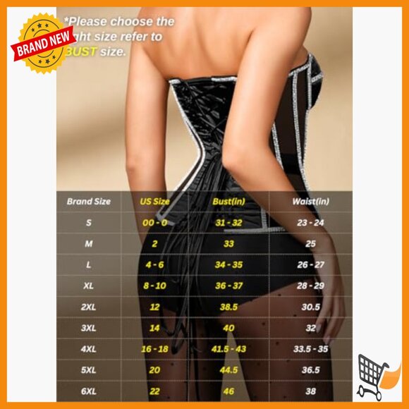 Sheer Mesh Corset with Rhinestones, Strapless Lace-Up Shapewear Top - Picture 6 of 7